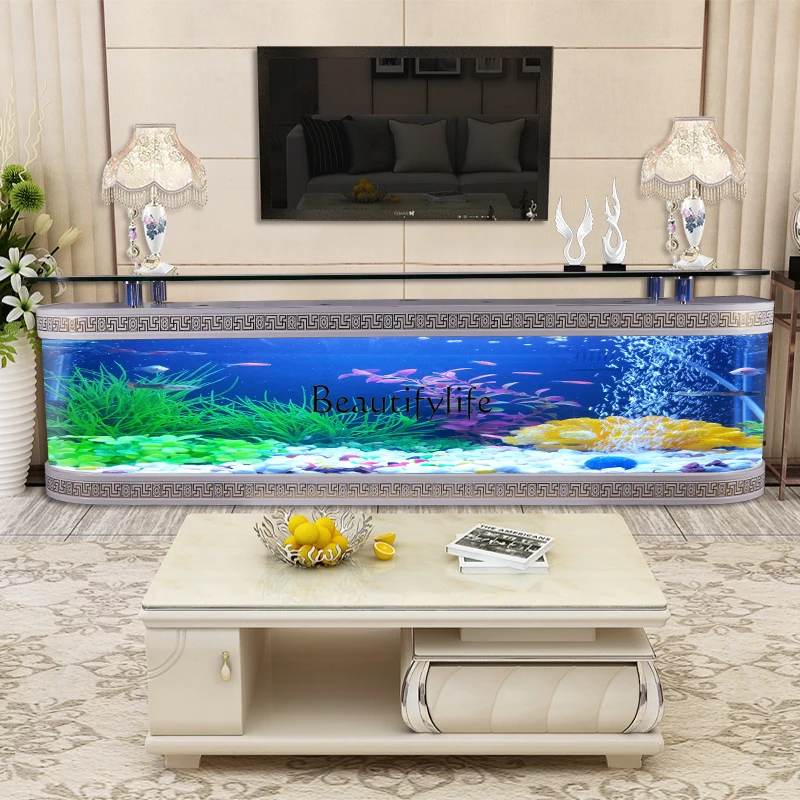 European-Style Home Ecological Change Water Mute Glass Coffee Table Floor Living Room Fish Globe