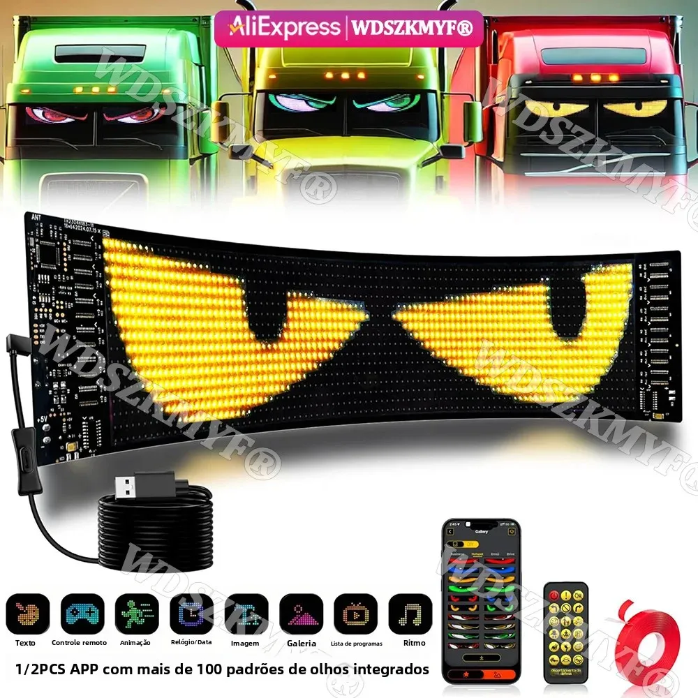 devil-eyes-luce-led-multifunzionale-luminosa-con-controllo-app-bluetooth-per-parabrezza-dell'auto-display-led-a-scorrimento-programmabile-flessibile