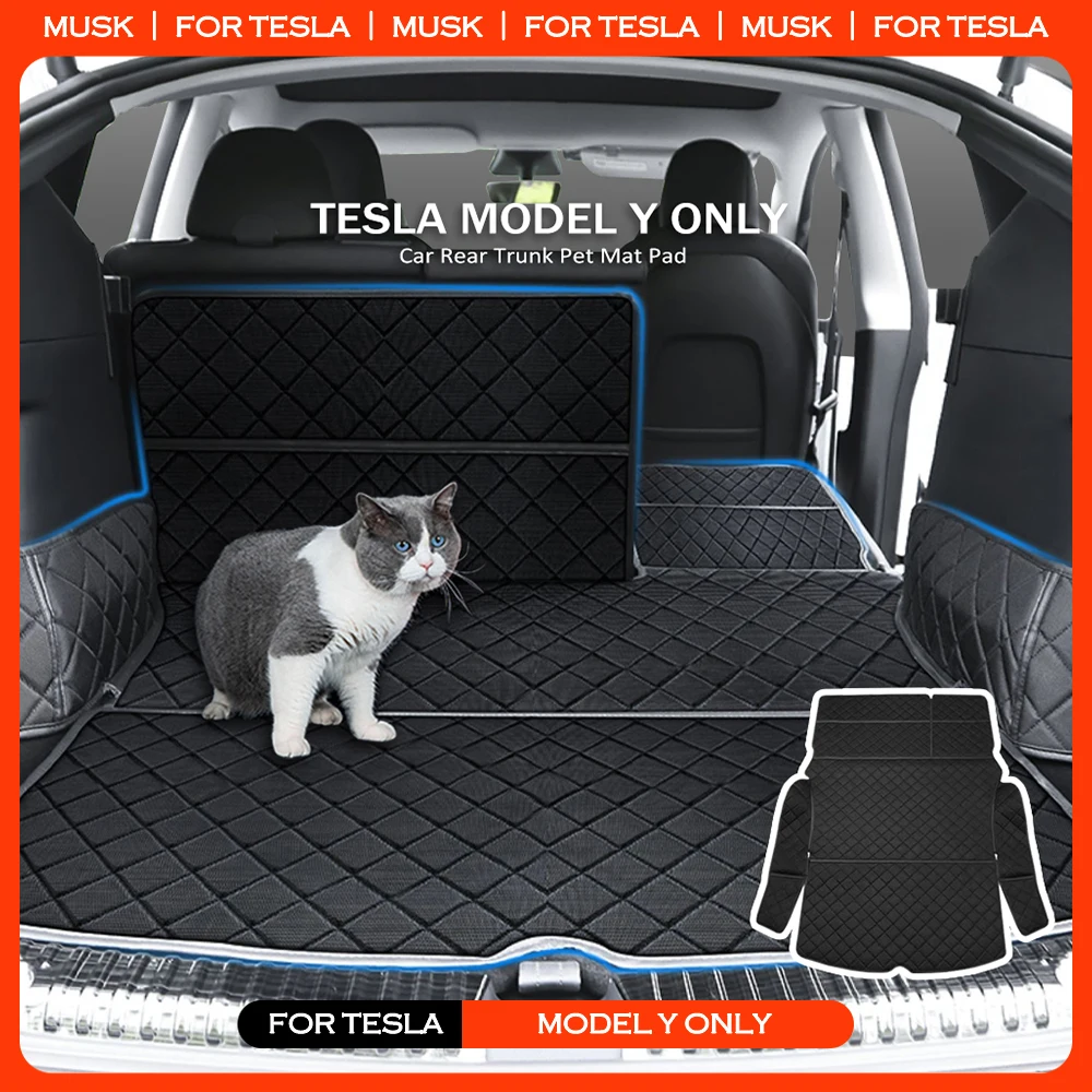 

For Tesla Model Y 2023 Rear Seat Pet Pad Waterproof Pet Mat Oxford Car Travel Seat Protector Cover Interior Car Accessories