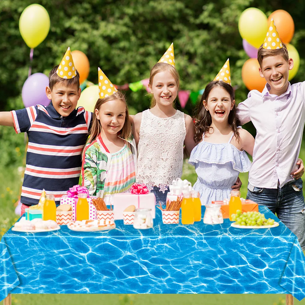 

2Pcs Premium Disposable Party Tablecloth Ocean Theme Waves Pattern Birthday Table Cover for Coffee Shop Family Gathering Wedding