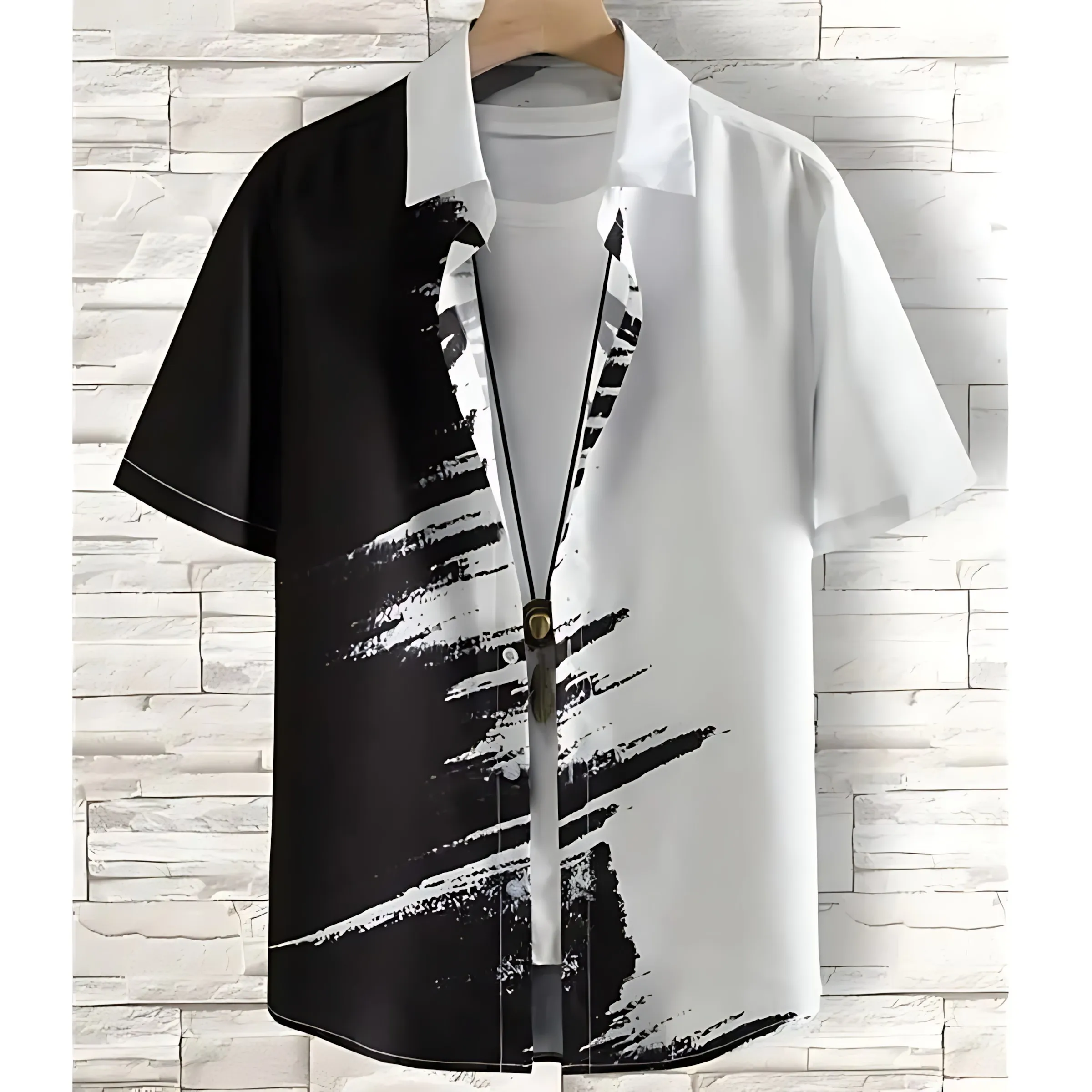 

2026 Summer New Style Men's Short-Sleeved Shirt with 3D Pattern Printing for Street Casual Fashion Comfortable and Soft