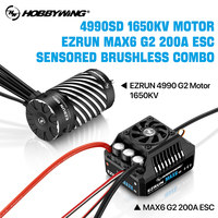 HOBBYWING EZRUN MAX6 G2 ESC 200A Waterproof Brushless 3-8S Lipo 4990 1650KV G2 Motor Combo Set for 1/6 1/7 1/8 RC Car