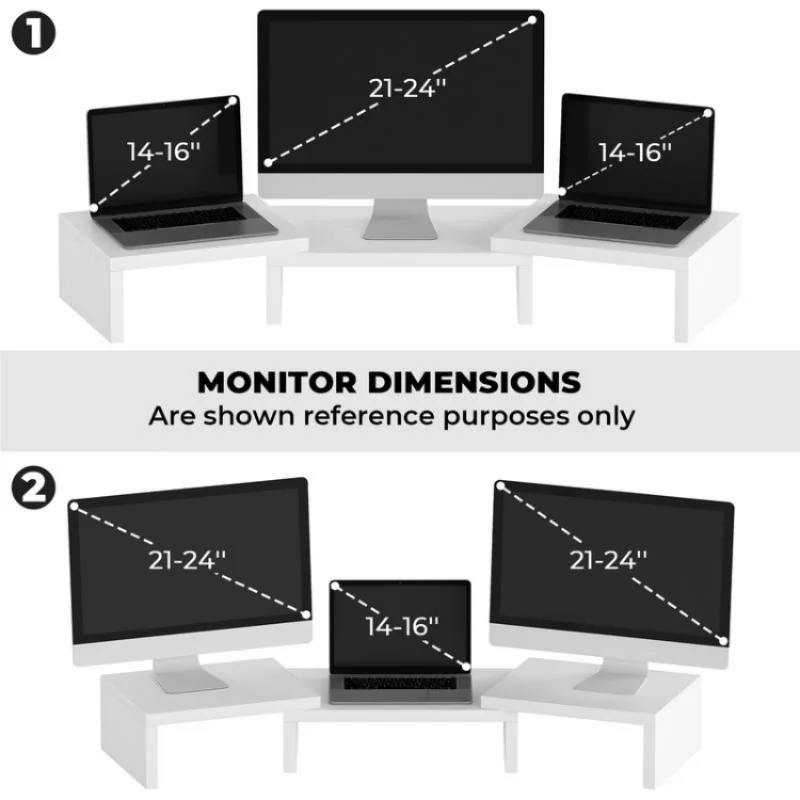 Superjue peninggi Monitor ganda yang dapat disesuaikan-dudukan Desktop dengan penyimpanan untuk laptop, TV, PC dan printer