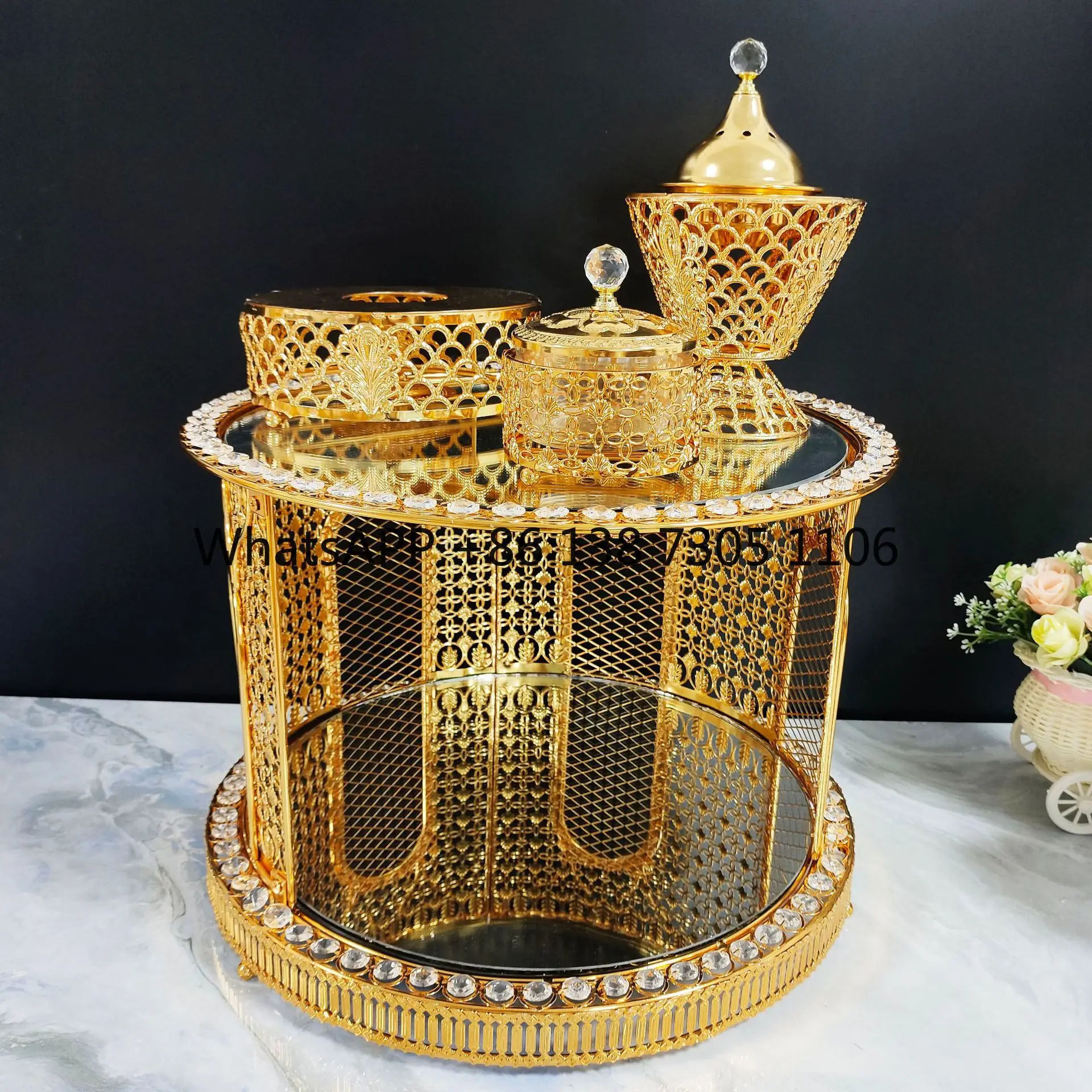 

Glass for Middle East coffee table Arabian incense burner luxury luxury home high-end ornament metal