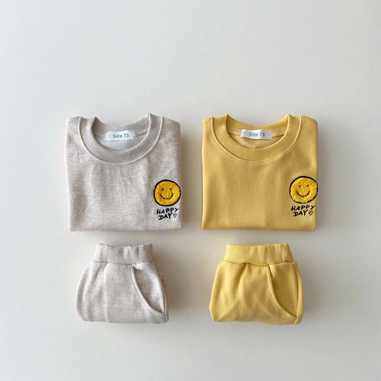 2022 Baby Clothing Set Healthy Cotton Smiley Face Boys Hoodie Suit Toddler Girls Clothes Set 2Pcs Sweater Tops+Jogger Pants Set