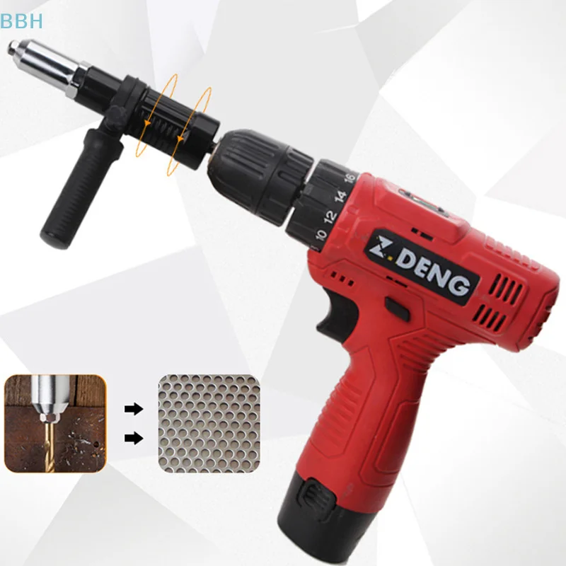 

1Pc Riveting Machine Electric Rivet Gun Adapter Home Riveting Machine For Electric Drills 2.4/3.2/4.0/4.8mm Riveting Tools