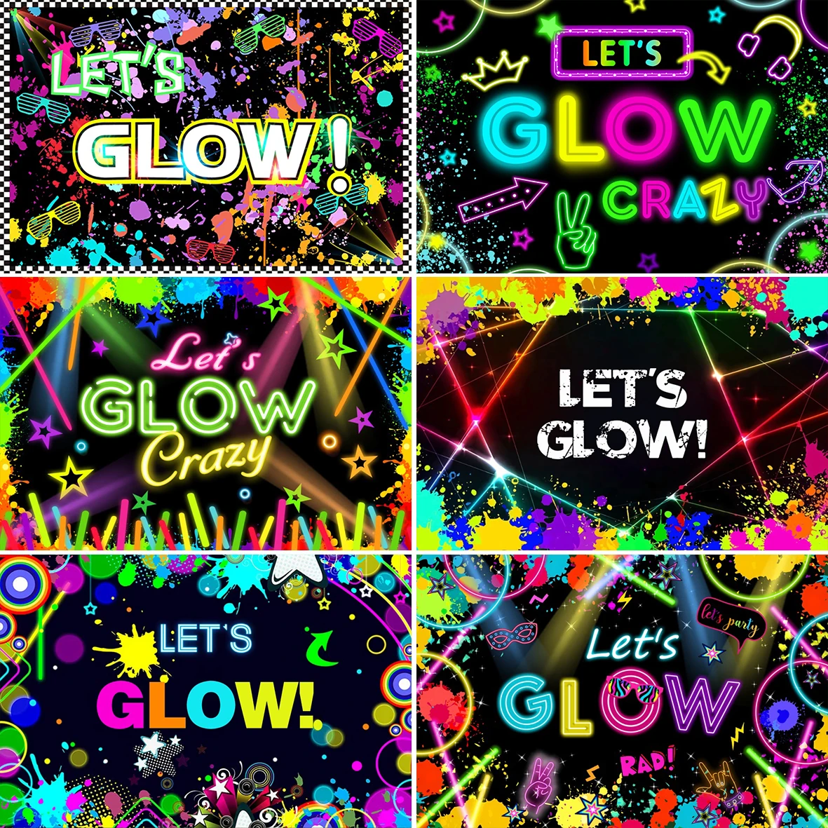 Hip Hop Happy Birthday Photography Party Background Splatter Graffiti Wall Let’s Glow Decoration Backdrop Banner Photocall Prop