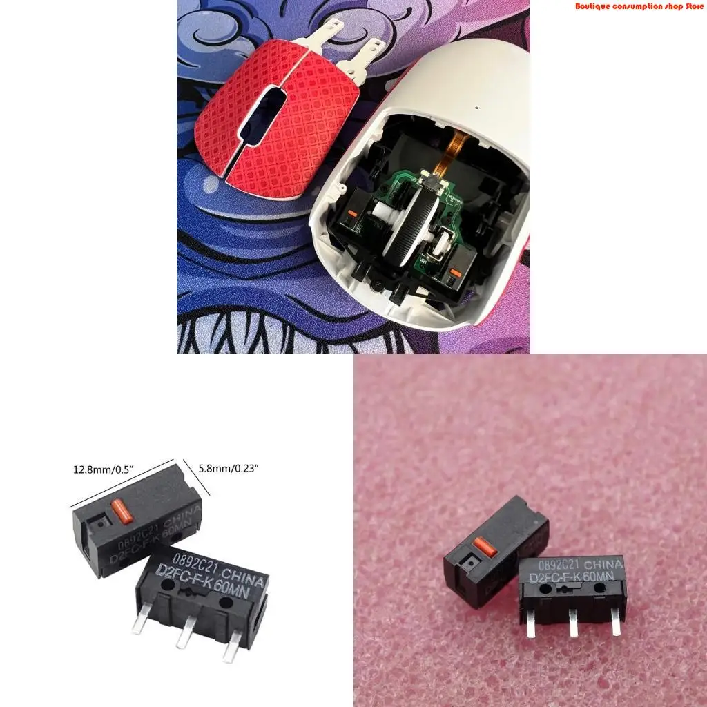 L9NA Mouse Micro Switch D2FC-F-K Mouse Button Red Dot Silver Alloy Contacts 60M