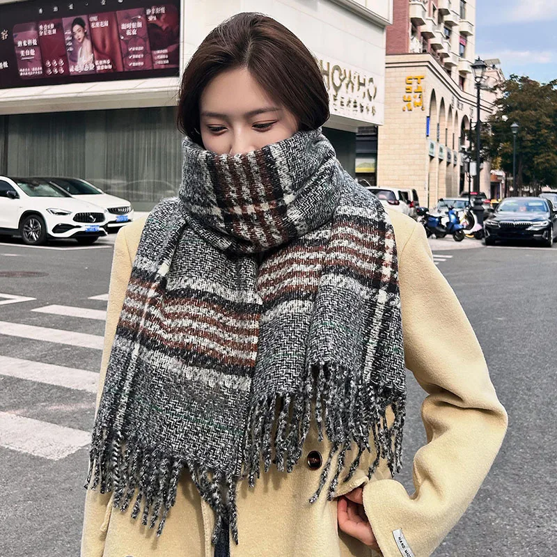 Winter New Wool Long Scarf Classic Simple Striped Warm Shawl Designer  Style Paired Coat Men\'s  Women\'s Christmas Шарф