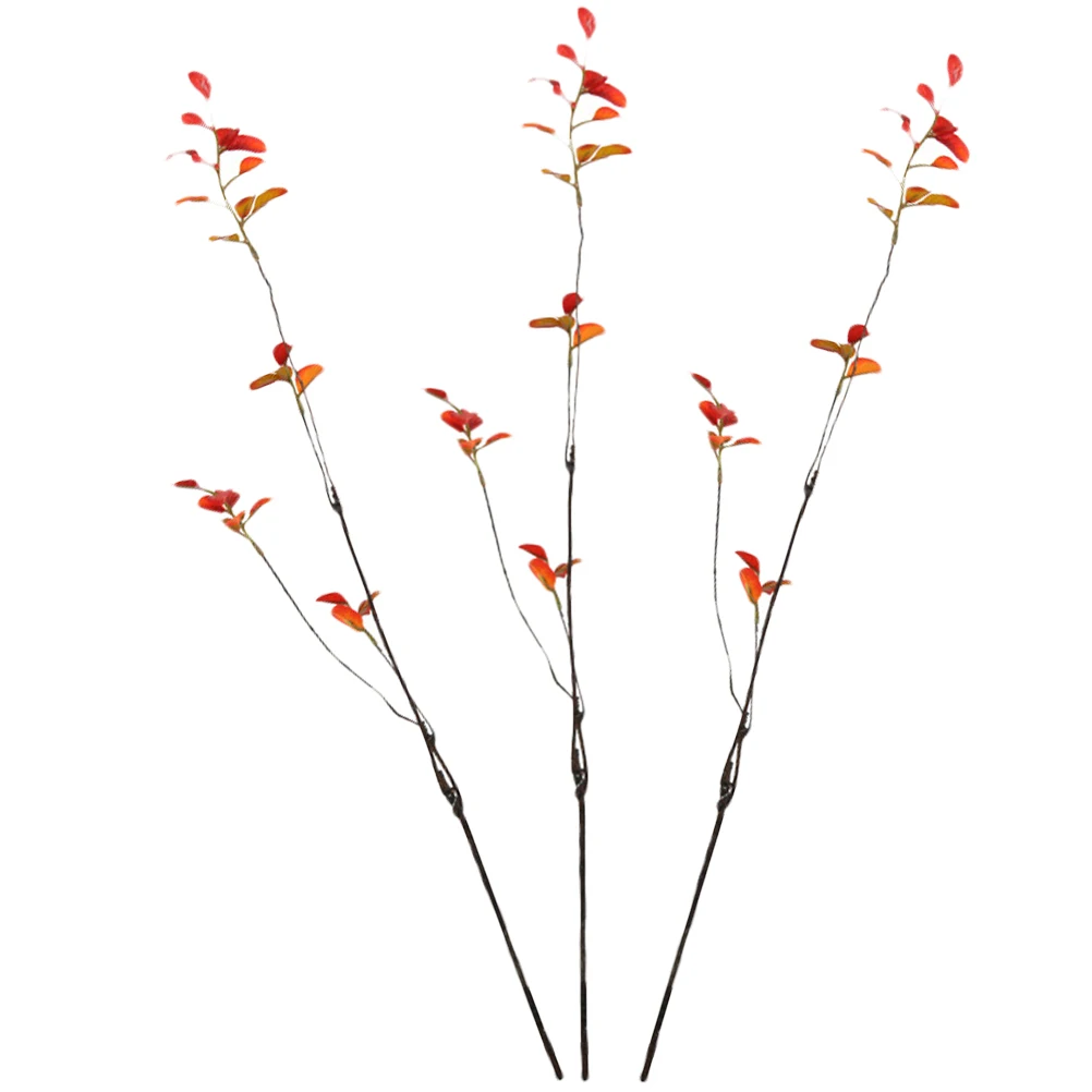 

3pcs Simulation Leaf Branch Autumn Faux Leaves Decor Diy Craft Home Thanksgiving Halloween Table Centerpiece Artificial Plant