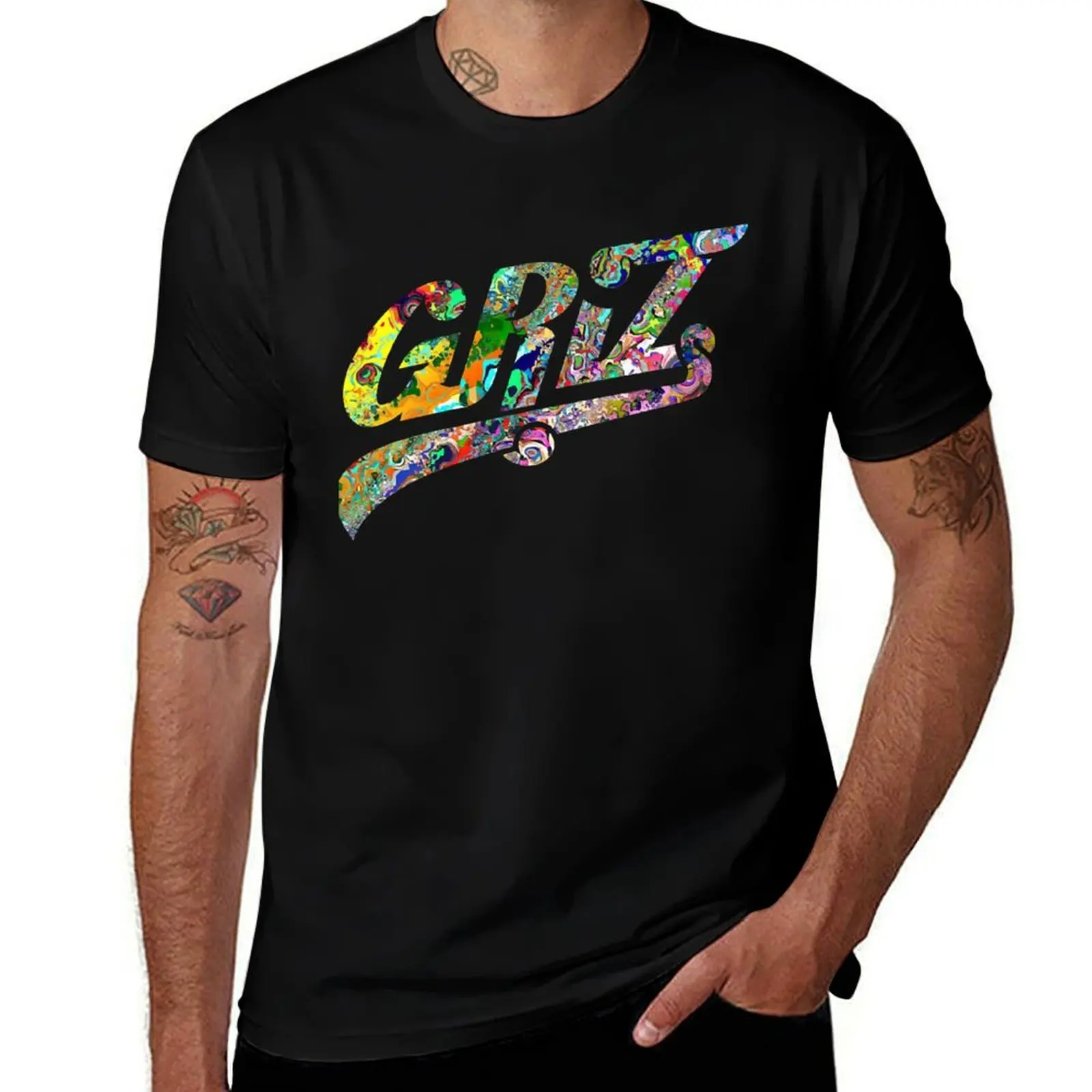 Griz Trippy Psychedelic T-Shirt Big Size Short Sleeve Casual Top T-Shirt