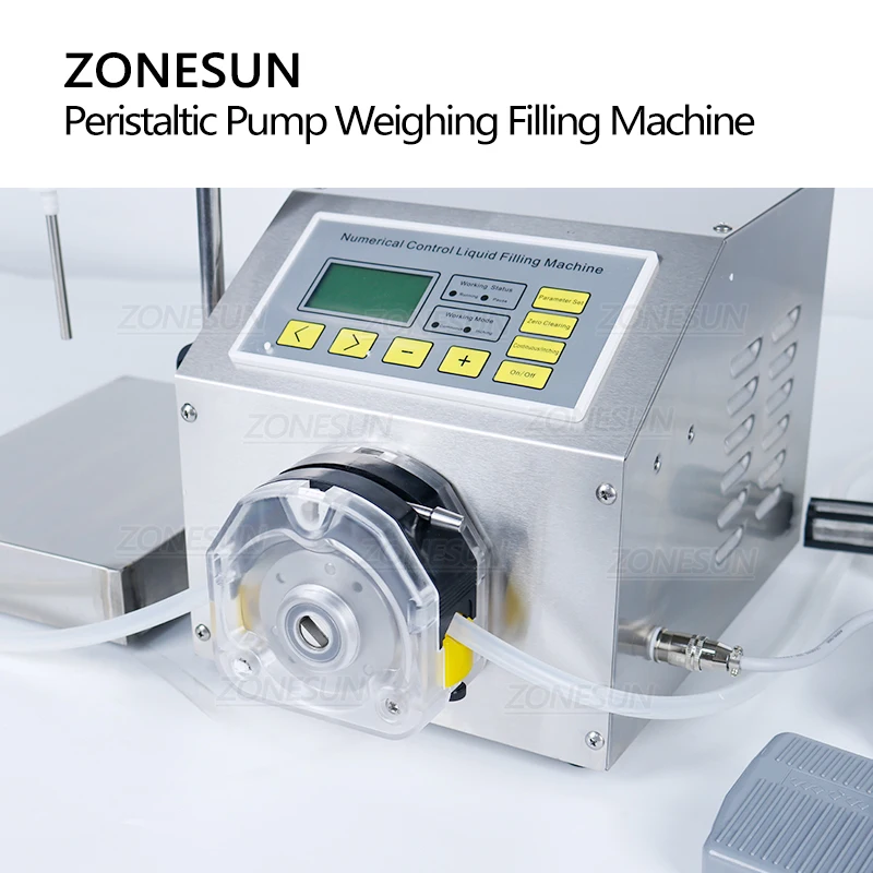 ZONESUN ZS-PP531W Semi Automatic Beverage Perfume Lotion Shampoo Weighing Filling Machine Peristaltic Pump Vial Bottle Filler