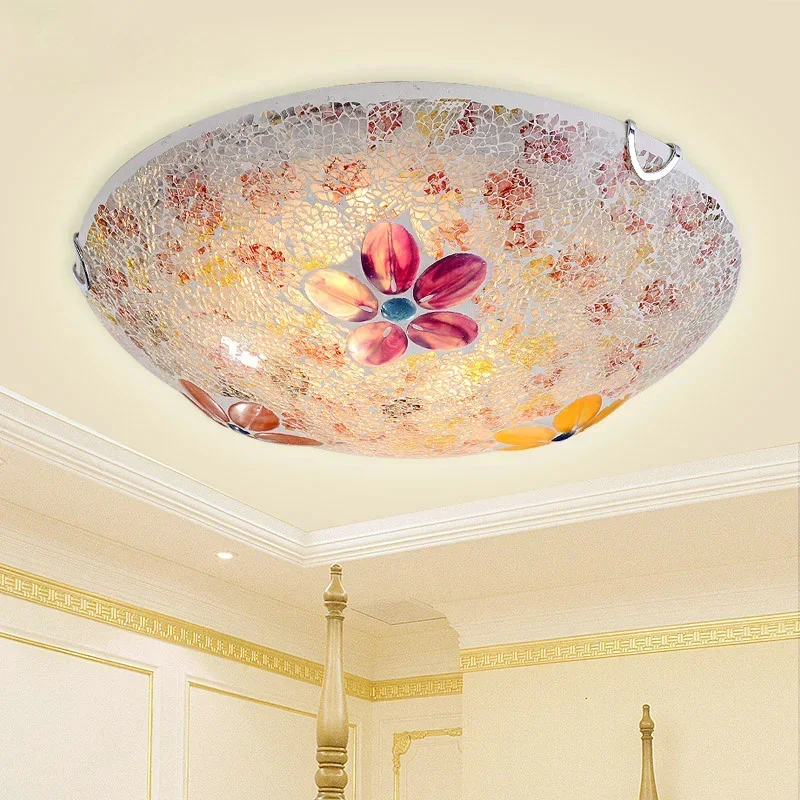 

Mediterranean Ceiling Lamp for Living Room Bedroom Home Loft Luminaria Decor Indoor Light Tiffany Stained Glass Lighting Fixture