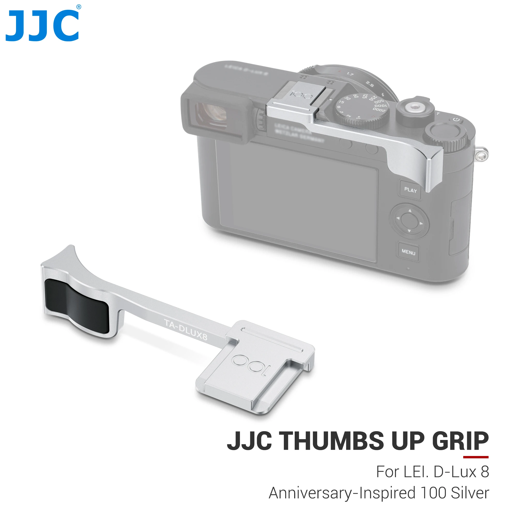 

JJC Aluminum Alloy Metal Thumb Grip for Leica D-LUX8 Camera with Hot Shoe Cover Protector Thumb Grip Holer
