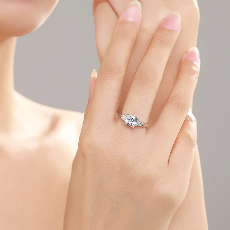 

Ailmay Genuine 925 Sterling Silver Fashion Square Cubic Zirconia Finger Rings For Women Wedding Statement Fine Silver Jewelry