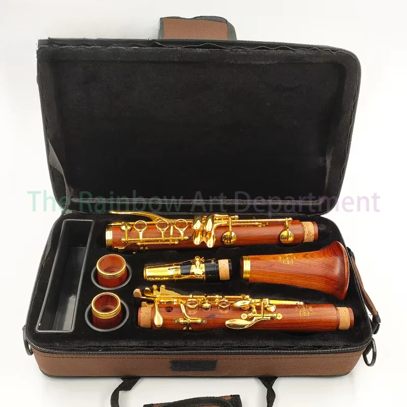 Rosewood Professional Clarinet Rosewood Bb Gold Plated 17/18 Keys Solid Wood Mopane Sib Klarnet M15