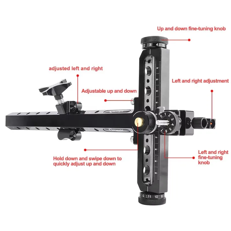 Archery Recurve Bow Sight T Shape Shooting Target Sights Quick Adjustment for Competition Style Hunting Practice