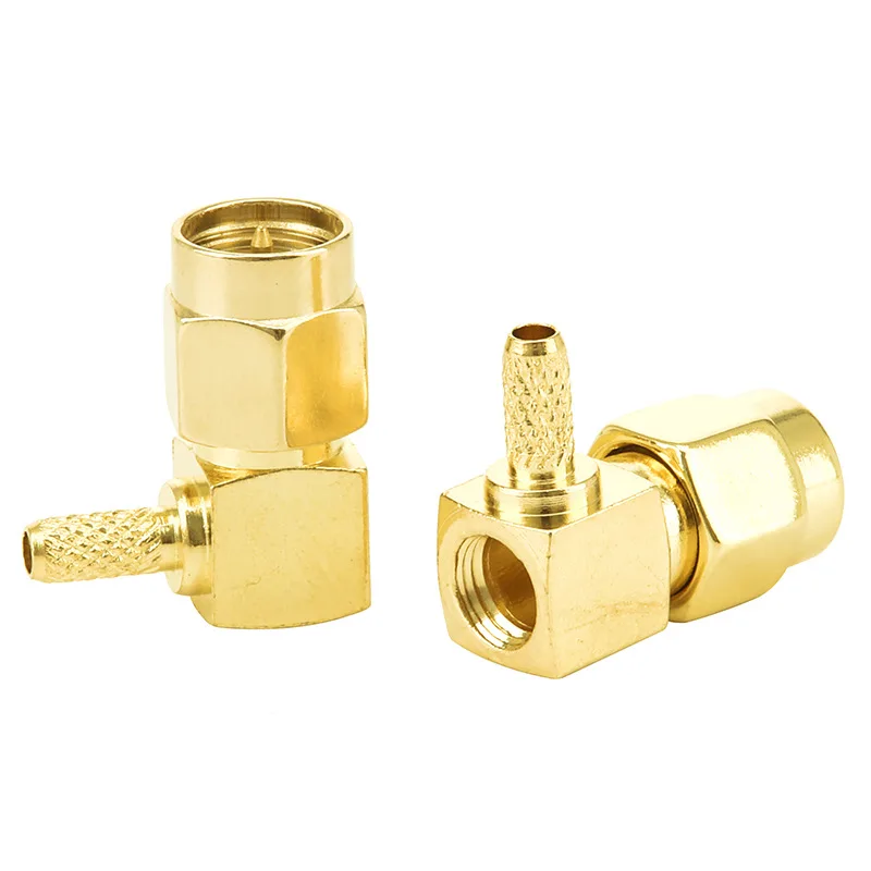 2PCS SMA-JW-1.5 SMA Male Right Angle Crimp RF Coaxial Connector Gold Plated for RG174 RG316 Coaxial Cable