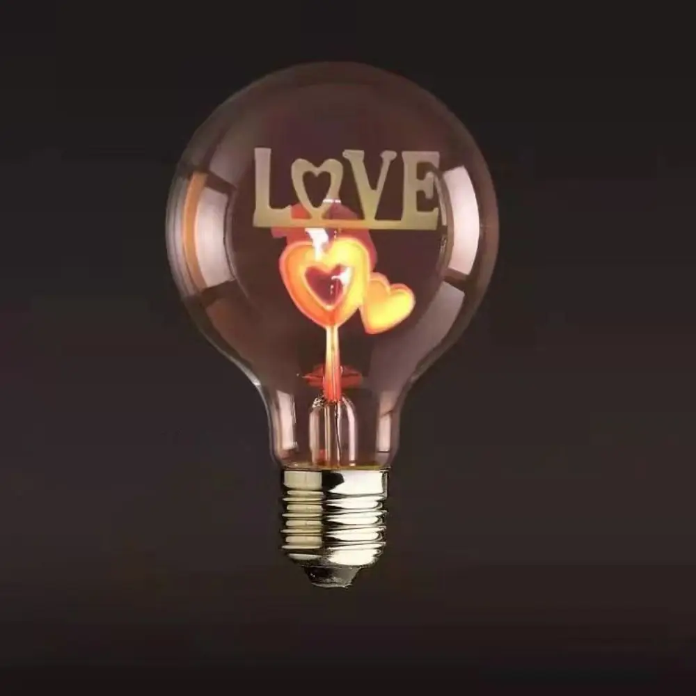 

Small Rose Flame Light Bulb Sunflower Heart Art Light Bulb Screw Holder Love Creative Night Lamp Festival