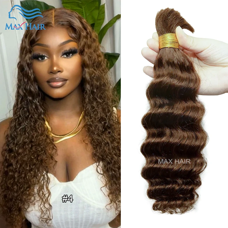 Cabelo humano em massa para trançar, onda profunda, sem trama, louro de mel, extensões de cabelo para mulheres, 4 27 Ombre