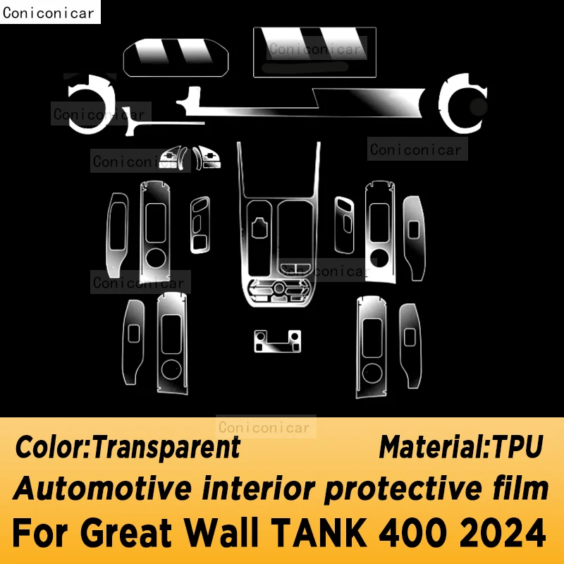 For Great Wall TANK 400 2024 Gearbox Panel Navigation Automotive Interior Screen TPU Protective Film Cover Anti-Scratch