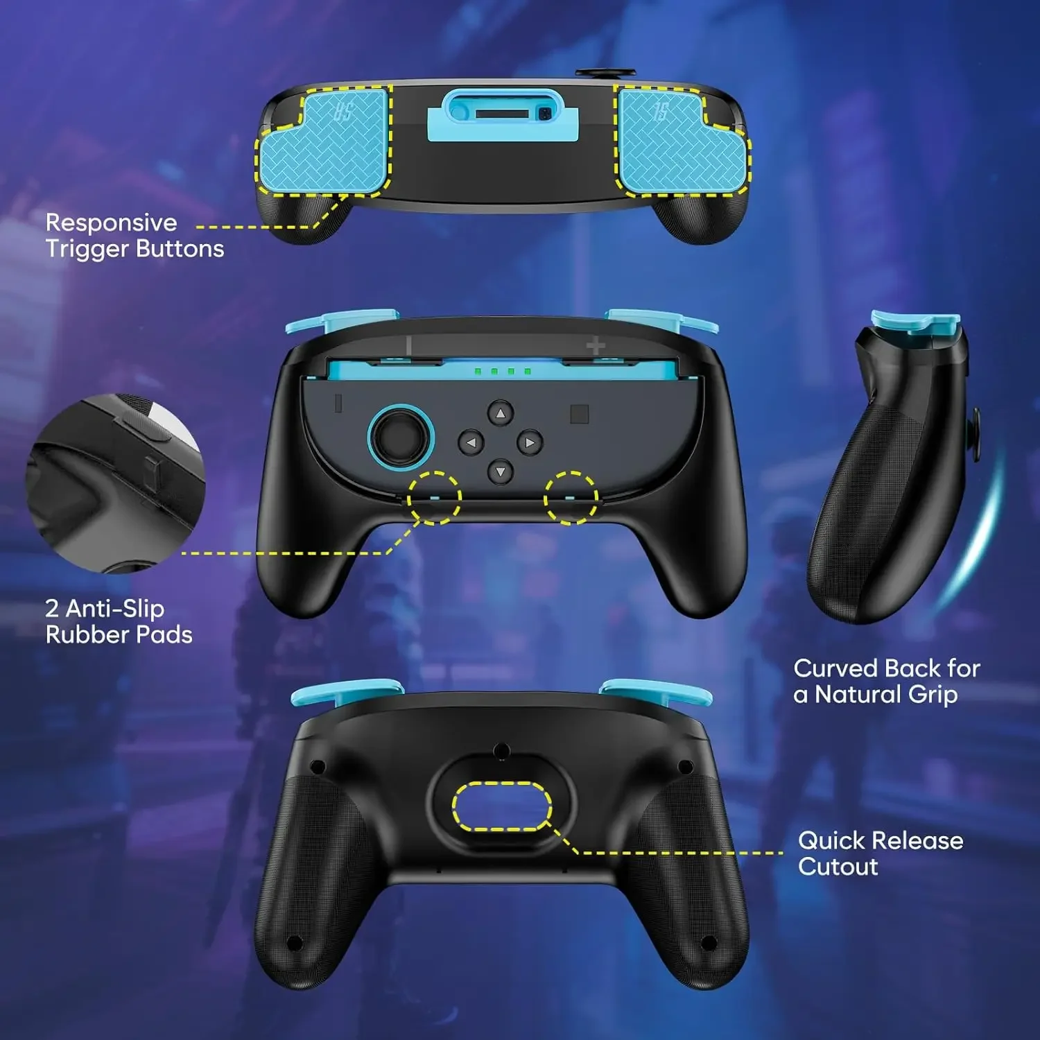 Nintendo Switch 2 용 2Pack 핸드 그립 Switch2 용 Joy-Con 왼쪽 오른쪽 게임 패드 세트 인체 공학적 핸들 어댑터 컨트롤러 액세서리