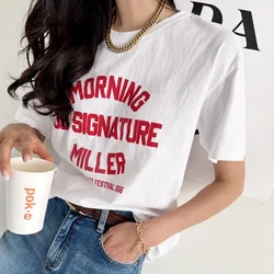 Ladies Top Half Sleeve All Fashion Loose Round Neck T Women's Clothing Summer Printed Pure Cotton T-shirt Women Short Sleeve