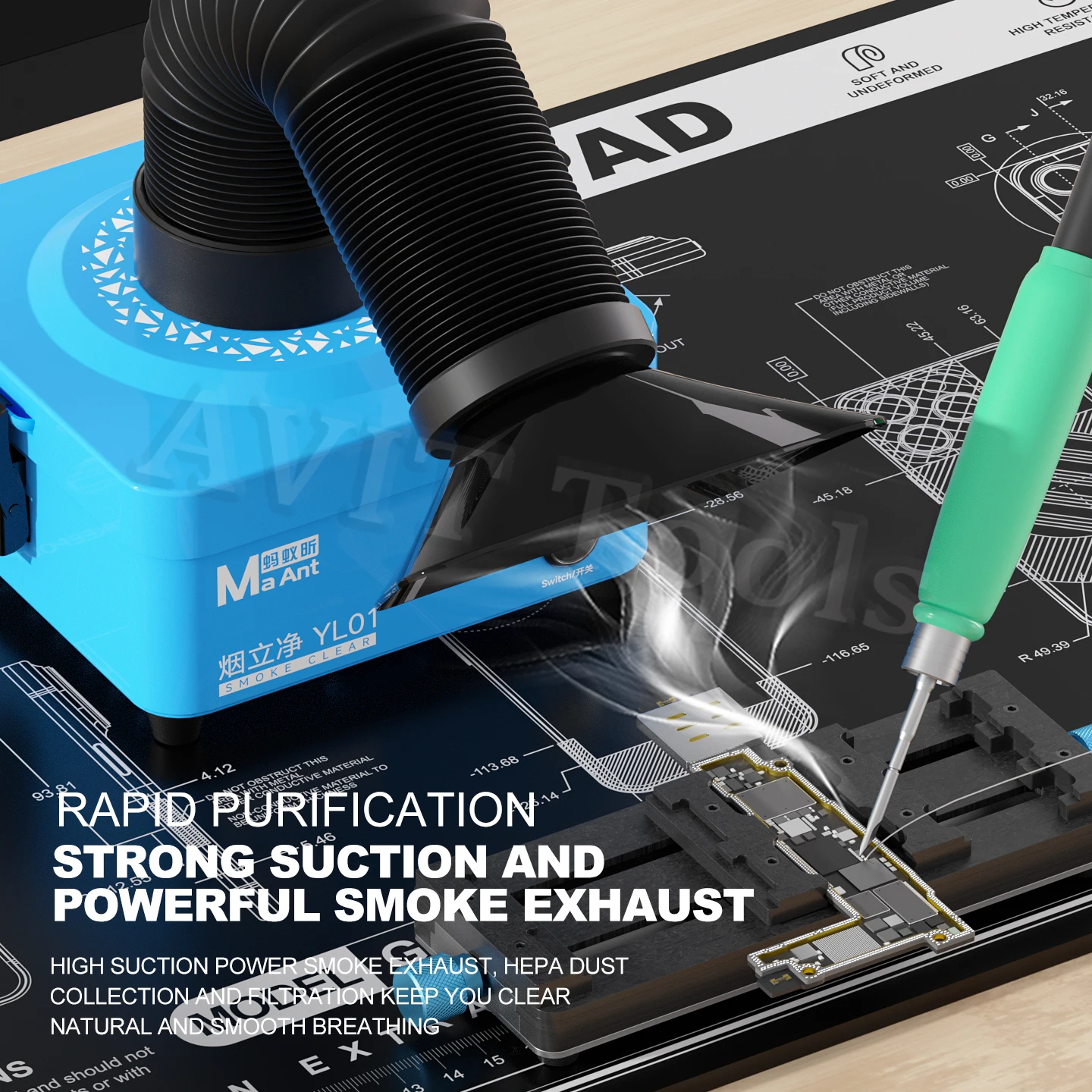 

MaAnt YL01 дымопрозрачный дымоотделитель, настольный дымопоглотитель для пайки печатных плат, сварочный клей, ремонт мастерской, инструмент для очистки воздуха