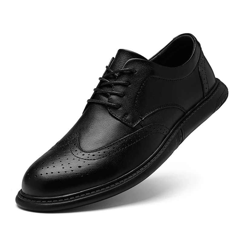 Big Size Mens Formal Genuine Leather Dress Shoes British Stylish Business Dress Men Flats High Quality Brogues Oxford Shoes Men