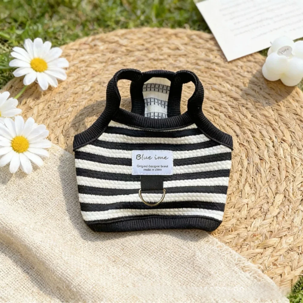 Summer Black White Stripe Pet Vest Cute Puppy Clothes Bulldog Chihuahua Dog Suspenders Clothing Cotton Dog Costume Dog T Shirt