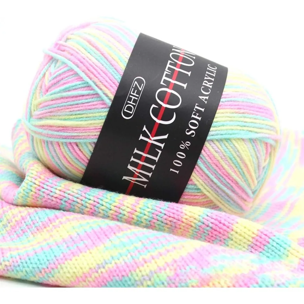 Various Colors of Smooth and Soft Milk Cotton Yarn DIY Hand Woven Baby Wool Craft Shawl Scarf Crochet Accessories