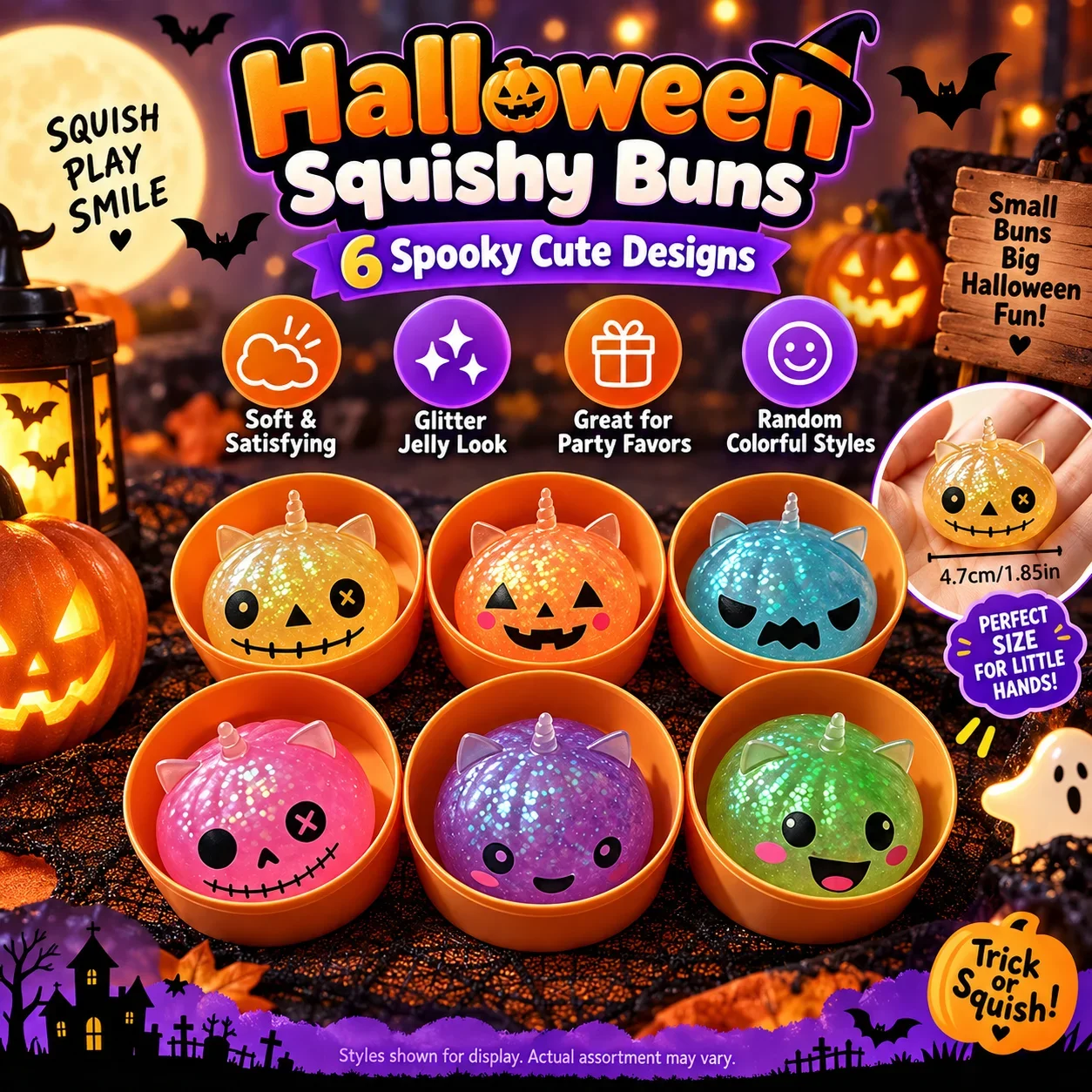 Halloween Unicorn Bun Squishy Mystery Box 1-5PCS Slow Rising Squeeze Fidget Sensory Stress Relief Animal Ears Novelty Gift