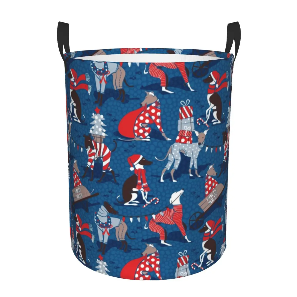 Greyhounds Christmas Dogwalk Laundry Basket Collapsible Large Capacity Clothing Storage Bin Sighthound Whippet Dog Baby Hamper