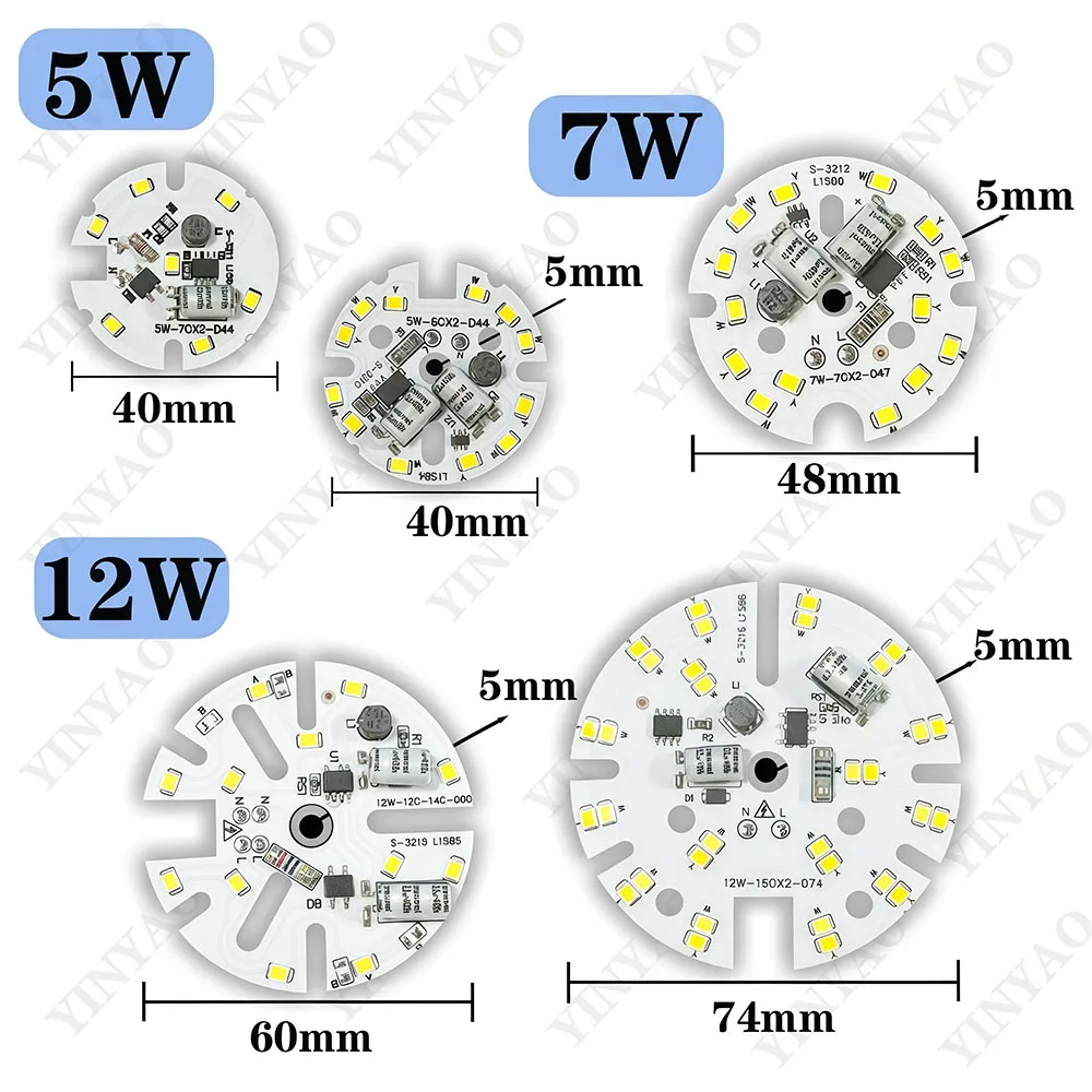 10Pcs AC220V LED 5W 7W 12W 15W 18W DOB 2835 SMD Lamp Plate Needn't Driver Connect Light Source White Warm White Lamp Panel