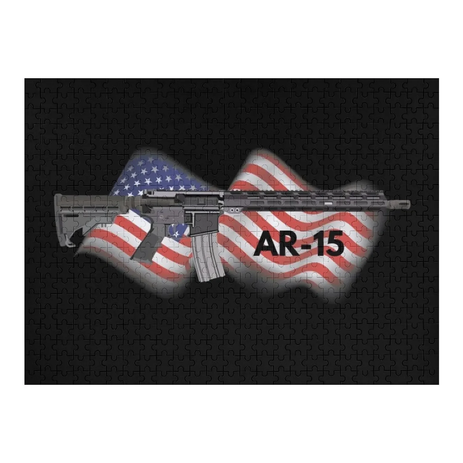 

Patriotic AR-15 Semi-automatic Rifle Jigsaw Puzzle Personalize For Children Custom Wood Custom Child Gift Puzzle