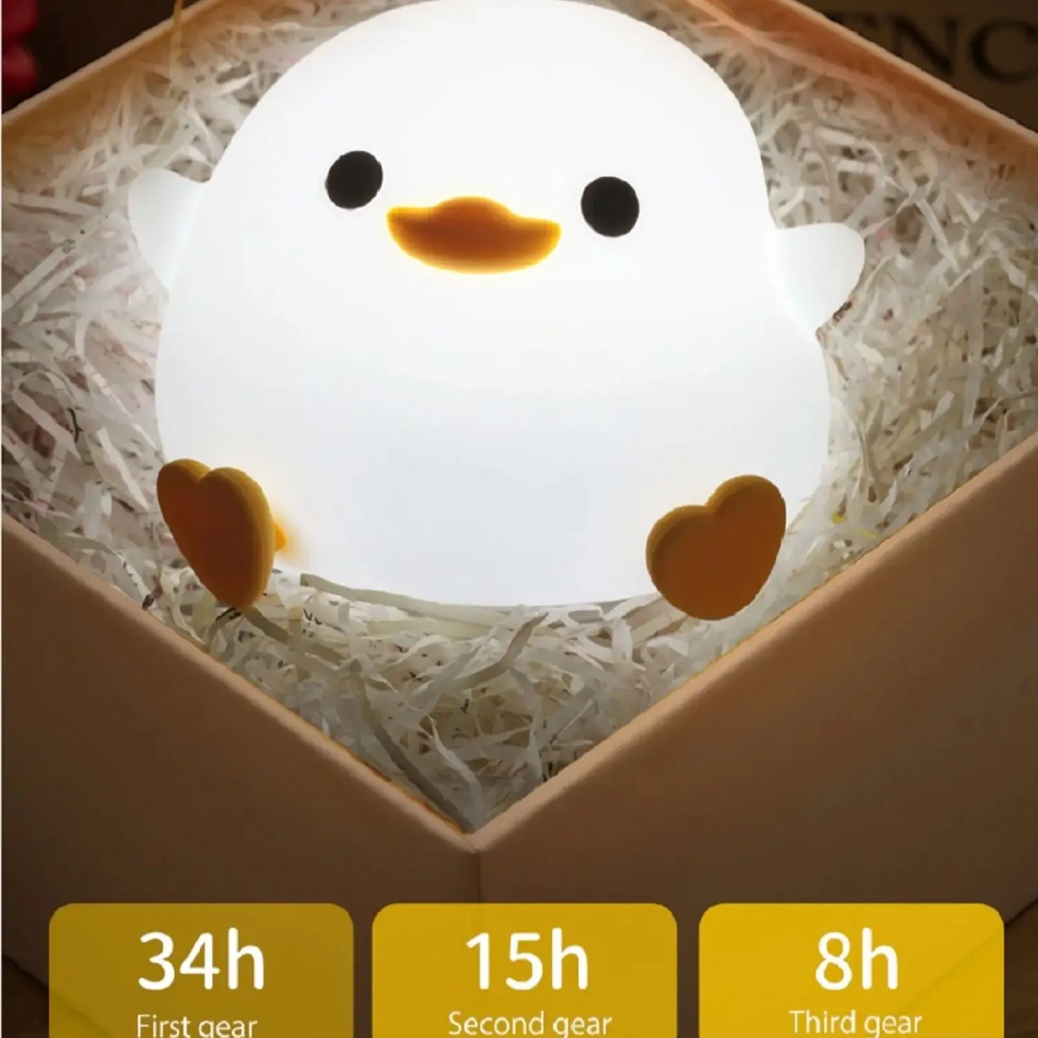 LED Night Light Cute Duck Cartoon Animals Silicone Lamp for Children Kid Touch Sensor Timing USB Rechargeable for Birthday Gifts