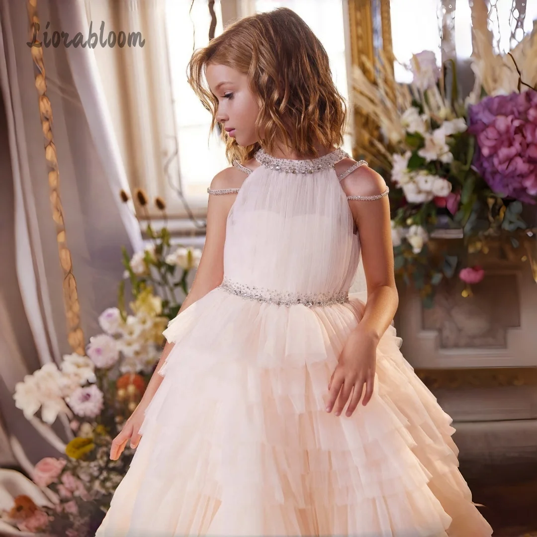 

Customized Made Flower Girl Dress Tiered Backless Fluffy Dress Wedding Party Attire свадебное платье