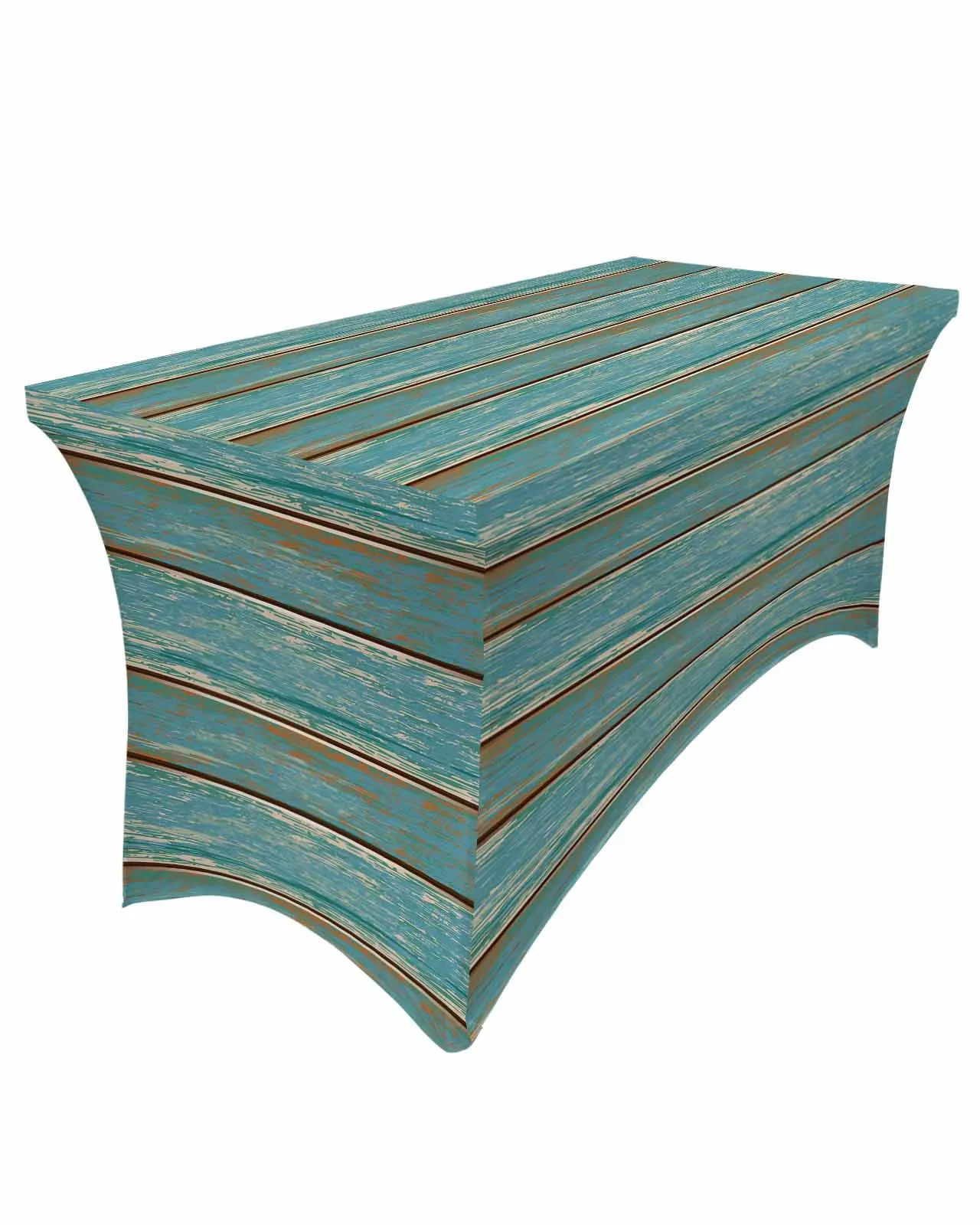 Aqua Vintage Wood Grain Rustic Table Skirt Wedding Decoration Home Birthday Party Table Skirt Dessert Table Cover Home Decor