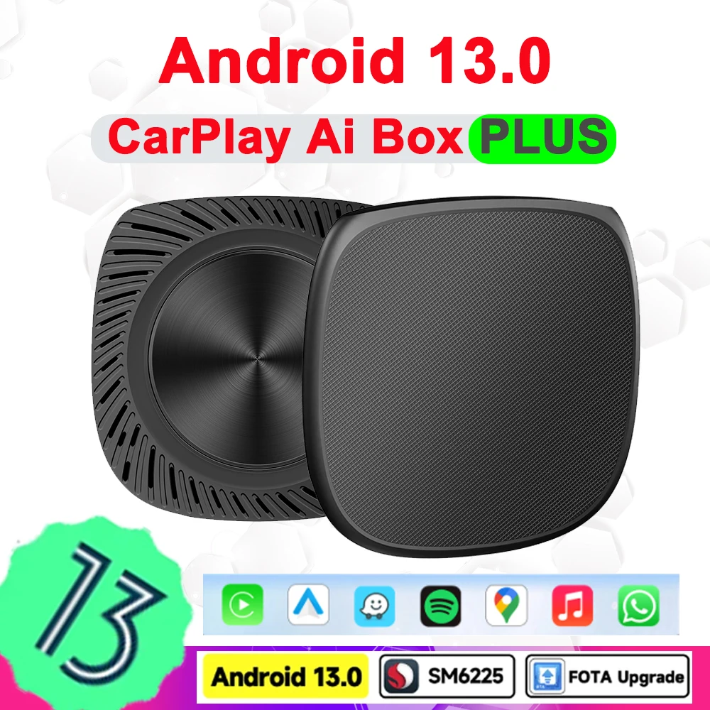 

CarPlay AI Box Android 13.0 Qualcomm 6225 8-Core Chip Android Auto Wireless CarPlay Mini Adapter 2.4+5G GPS 64G 128G Smart