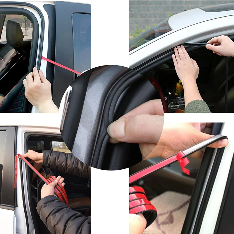 Rubber Door Seals Auto B-shaped Universal Self-adhesive Automatic Door Sound Insulation Weatherproof Strips for Trunk Edges 25m