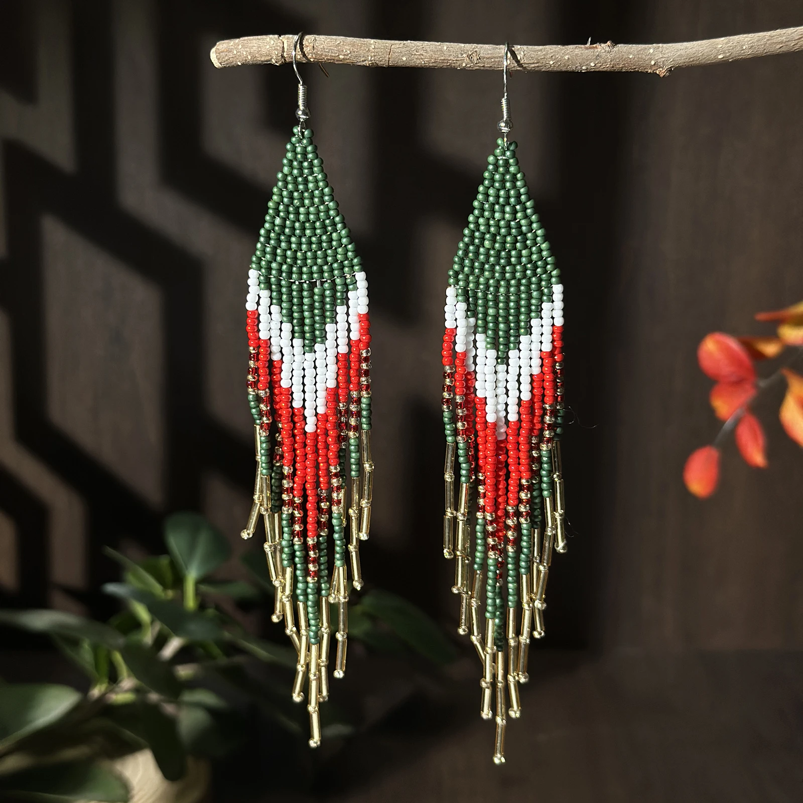 Bohemian style bead earrings, seed bead earrings, glass bead earrings, handmade lightweight tassel bead earrings, perfect gift f