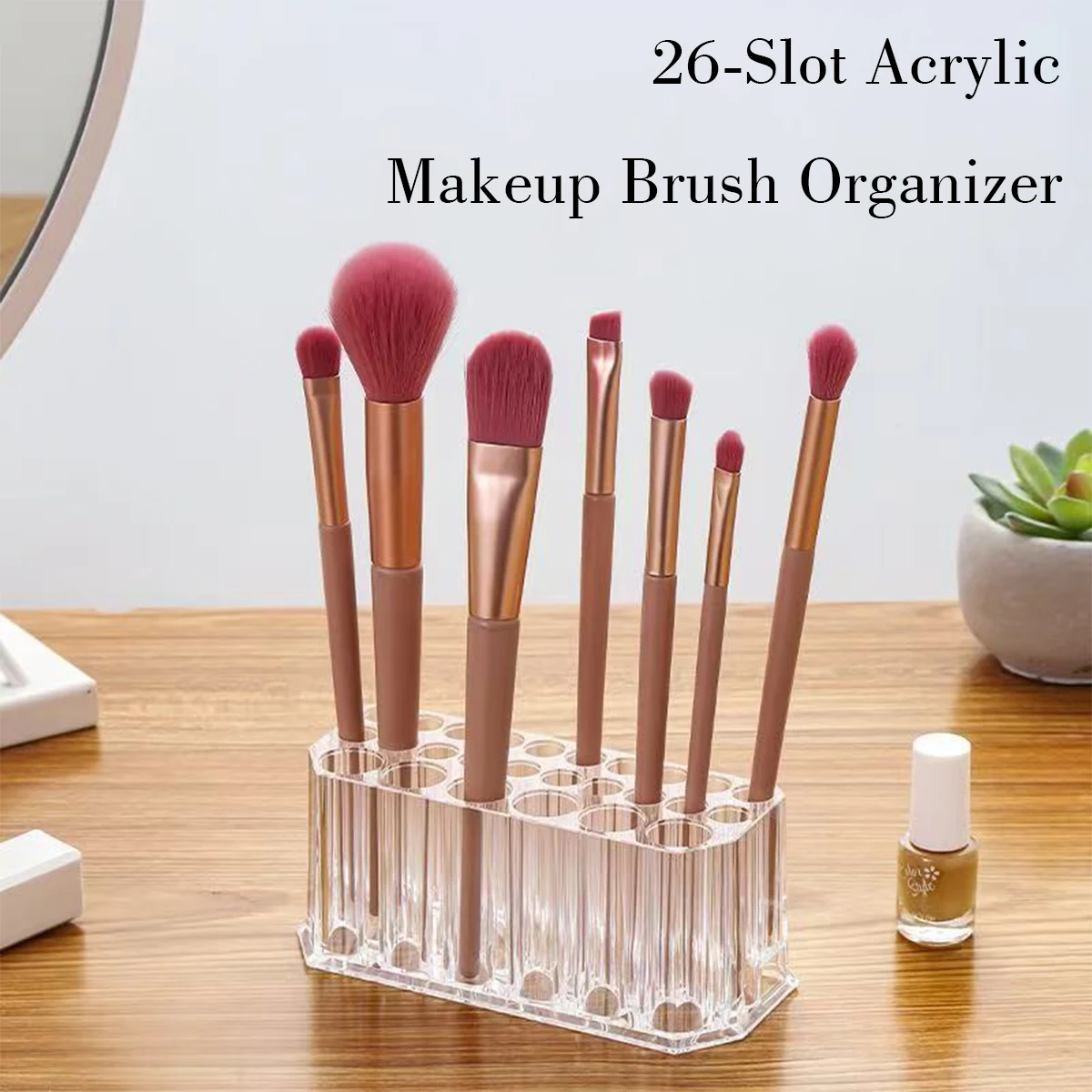 1pc 26-Slot Transparent Makeup Brush Organizer, Multi -Slots -Plastikkosmetikpinsel, Suitable for use on a dressing table; can s