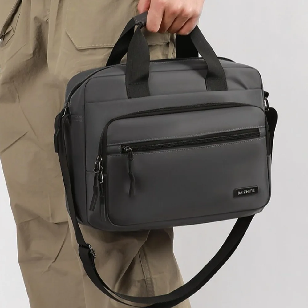 Oxford Cloth Men Business Briefcases Brief Case Square Laptops Handbag Solid Color Large-capacity Crossbody Sling Bag Girls