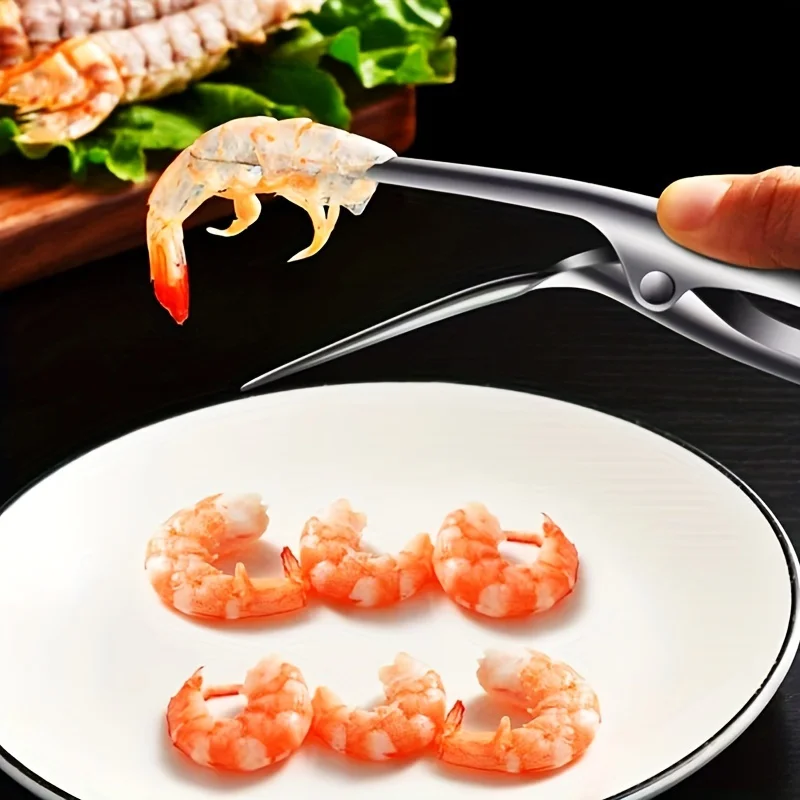 Stainless Steel Shrimp Peeler Tool Quick Prawn Shell Remover Labor-saving Seafood Shelling Tweezers Kitchen Gadget For Shrimp