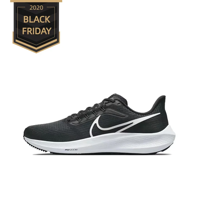 Nike Air Zoom Pegasus 39 Marathon Low cut Casual Running Shoes for Men, Black and White