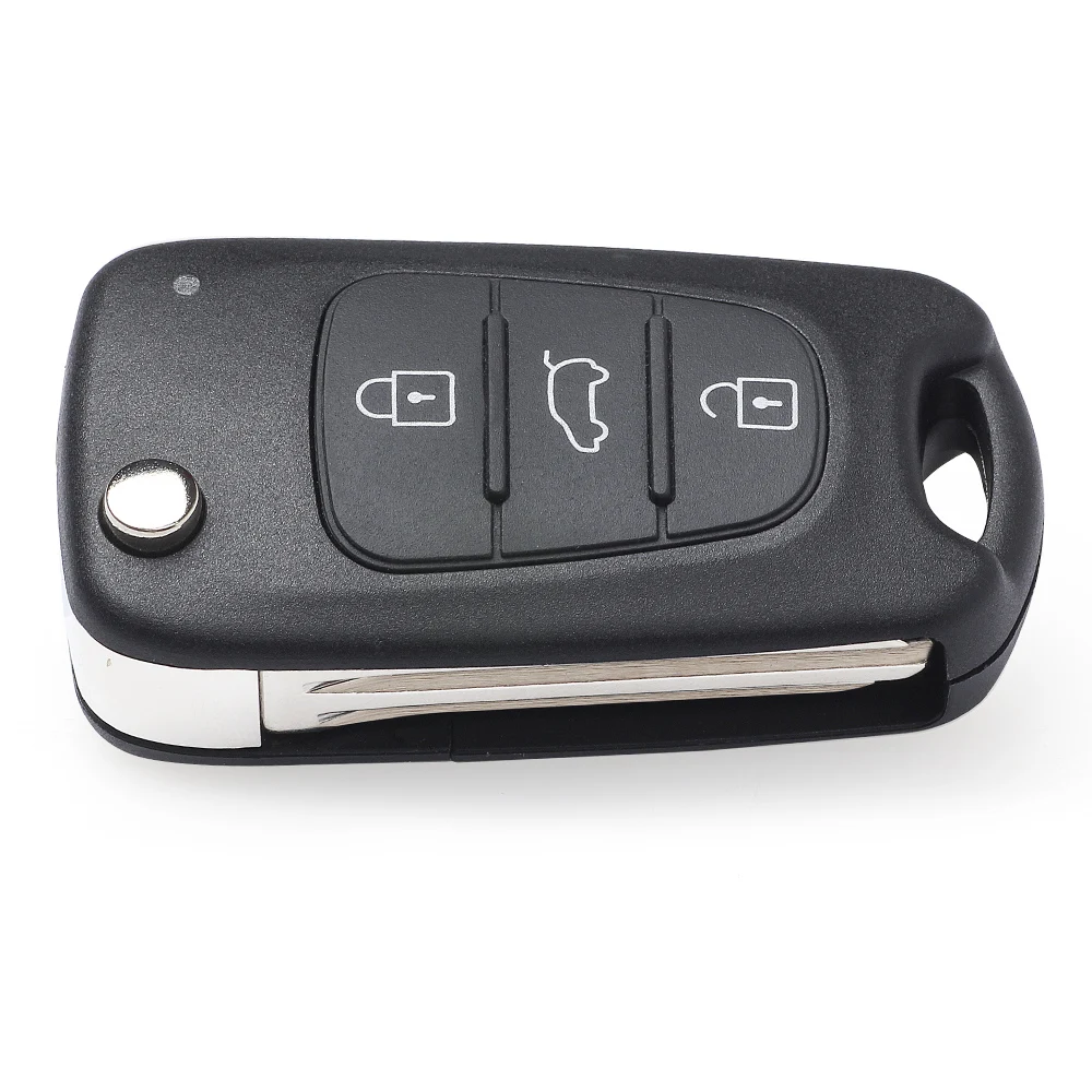 KEYECU Flip Remote Car Key Shell Case Fob 3 ปุ่มสําหรับ 2010 2011 2012 2013 2014 Kia Soul Cerato Koup Sportage Rio Sorento