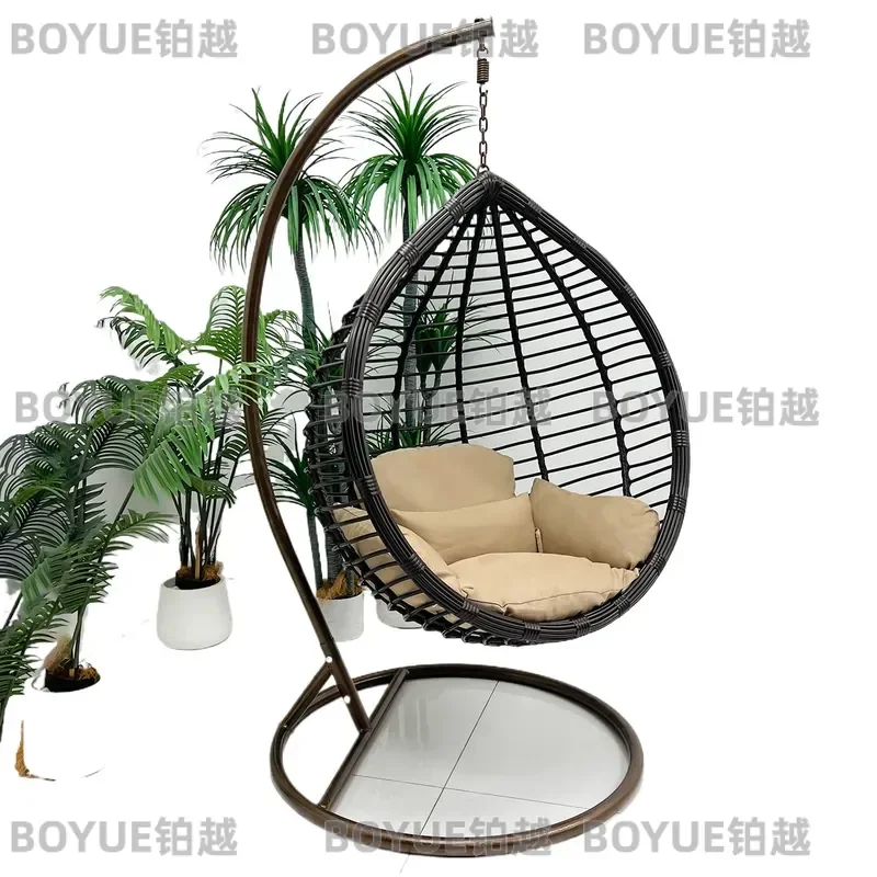 Waterproof Rattan Hanging Chair Outdoor Balcony Swing Sunscreen Bird Nest Seat for Villa Resort Homestay Leisure Patio