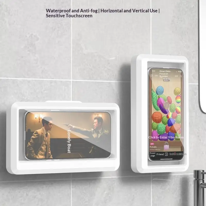 ☭Waterproof houder 360° draaibaar voor badkamer, thuis, wandhouder, zelfklevende houder voor touchscreen-telefoon_voghion.com