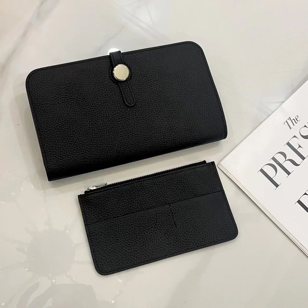 Luxury Genuine Leather Women Wallets Long Cowhide Purse High Capacity Gold/Silver Hasp Clutch Bag Brand Design Ladies Billfold