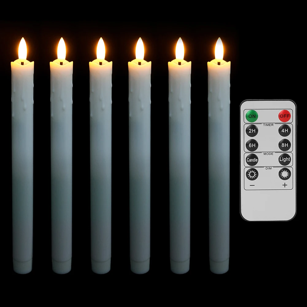 Flameless Taper Candles Flickering with Remote Battery Operated LED Window Candle Pack of 6/12 Christmas Home Wedding Decoration